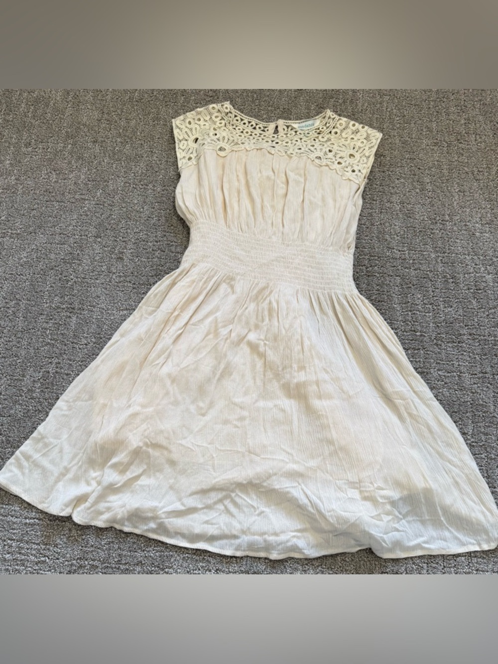 Beautiful Sundance embroidered eyelet lace smocked waist dress XS